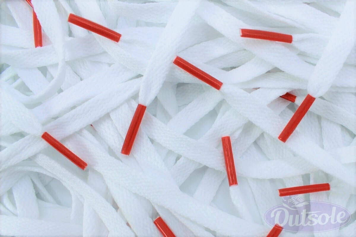 Colored Tips veters laces white dark orange wit donkeroranje